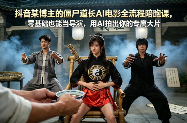 抖音某博主的僵尸道长AI电影全流程陪跑课，零基础也能当导演，用AI拍出你的专属大片-创薯资源