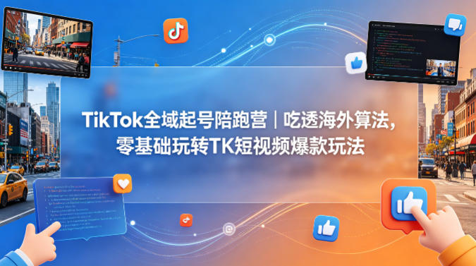 TikTok全域起号陪跑营｜吃透海外算法，零基础玩转TK短视频爆款玩法-创薯资源