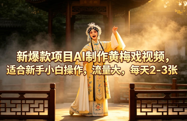 新爆款项目AI制作黄梅戏视频，适合新手小白操作，流量大，每天2-3张-创薯资源