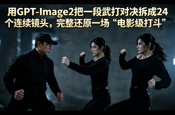 用GPT-Image2把一段武打对决拆成24个连续镜头，完整还原一场“电影级打斗”-创薯资源