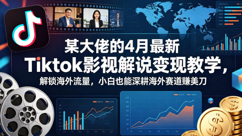 某大佬的4月最新Tiktok影视解说变现教学，解锁海外流量，小白也能深耕海外赛道賺美刀-创薯资源