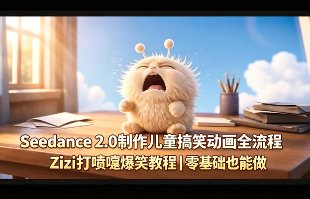 Seedance 2.0制作儿童搞笑动画全流程Zizi打喷嚏爆笑教程｜零基础也能做-创薯资源