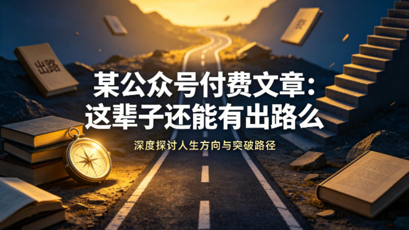 某公众号付费文章：这辈子还能有出路么-创薯资源