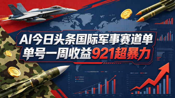 AI今日头条国际军事赛道，单号一周收益921，超暴力-创薯资源