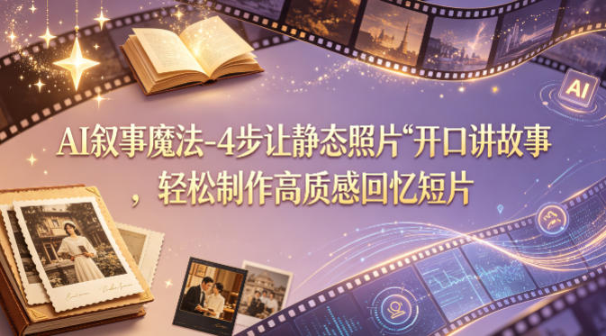 AI叙事魔法-4步让静态照片“开口讲故事”，轻松制作高质感回忆短片-创薯资源