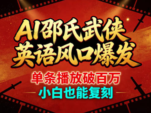 AI邵氏武侠英语风口爆发，单条播放破百万，小白也能复刻-创薯资源