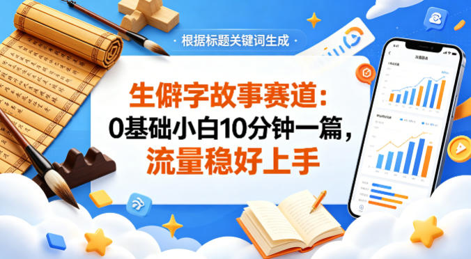 公众号流量主——生僻字故事赛道，流量稳，好上手，0基础小白也能10分钟一篇-创薯资源