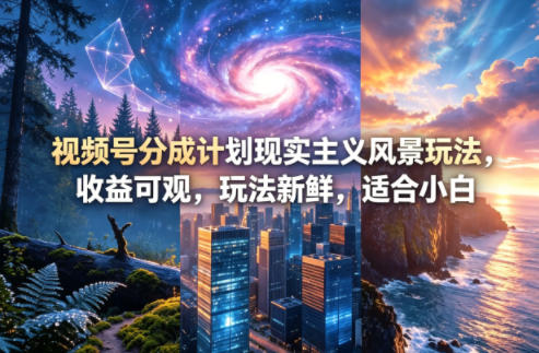 视频号分成计划现实主义风景玩法，收益可观，玩法新鲜，适合小白-创薯资源