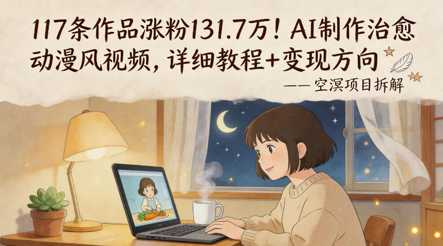 117条作品涨粉131.7W！AI制作治愈动漫风视频，详细教程+变现方向-创薯资源