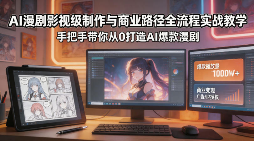 AI漫剧影视级制作与商业路径全流程实战教学，手带你从0打造AI爆款漫剧-创薯资源