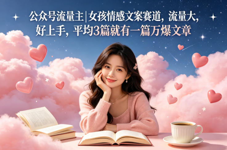公众号流量主女孩情感文案赛道，流量大，好上手，平均3篇就有一篇万爆文章-创薯资源