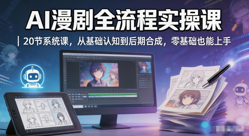 AI漫剧全流程实操课｜20节系统课，从基础认知到后期合成，零基础也能上手-创薯资源