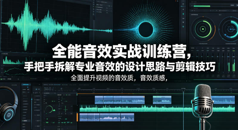 全能音效实战训练营，手把手拆解专业音效的设计思路与剪辑技巧，全面提升视频的音效质感-创薯资源