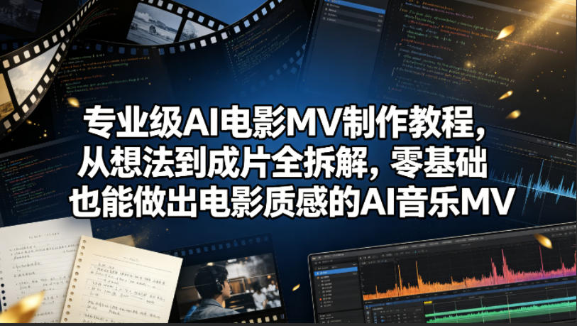 专业级AI电影MV制作教程，从想法到成片全拆解，零基础也能做出电影质感的AI音乐MV-创薯资源