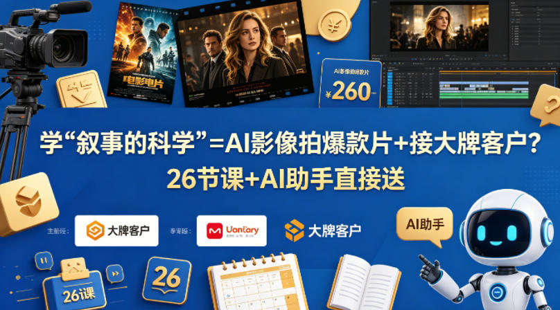 学《叙事的科学》=AI影像拍爆款片+接大牌客户？26节课+AI助手直接送【原创双语字幕】-创薯资源