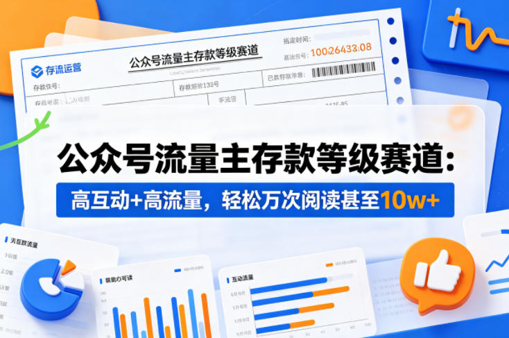 公众号流量主之存款等级赛道，高互动+高流量，轻松达到万次阅读，甚至10w+-创薯资源