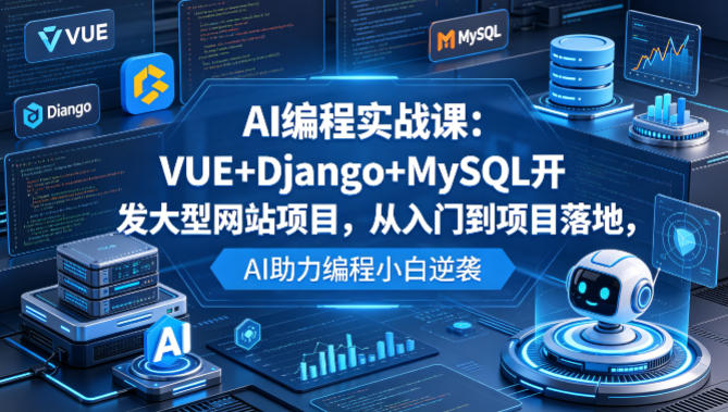 AI编程实战课：VUE+Django+MySQL开发大型网站项目，从入门到项目落地，AI助力编程小白逆袭-创薯资源