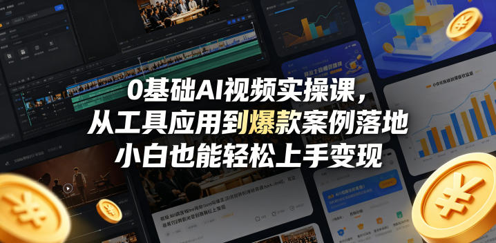 0基础AI视频实操课，从工具应用到爆款案例落地，小白也能轻松上手变现-创薯资源