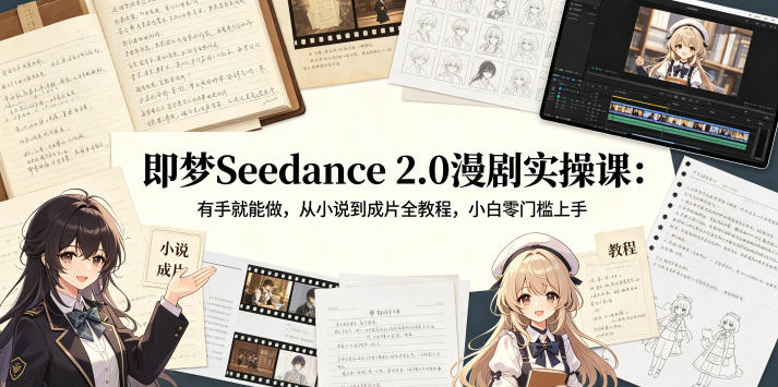 即梦Seedance 2.0漫剧实操课：有手就能做，从小说到成片全教程，小白零门槛上手-创薯资源