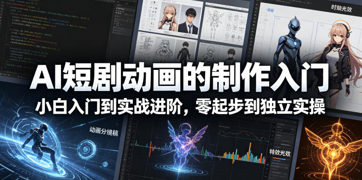 AI短剧动画的制作入门，小白入门到实战进阶，零起步到独立实操-创薯资源