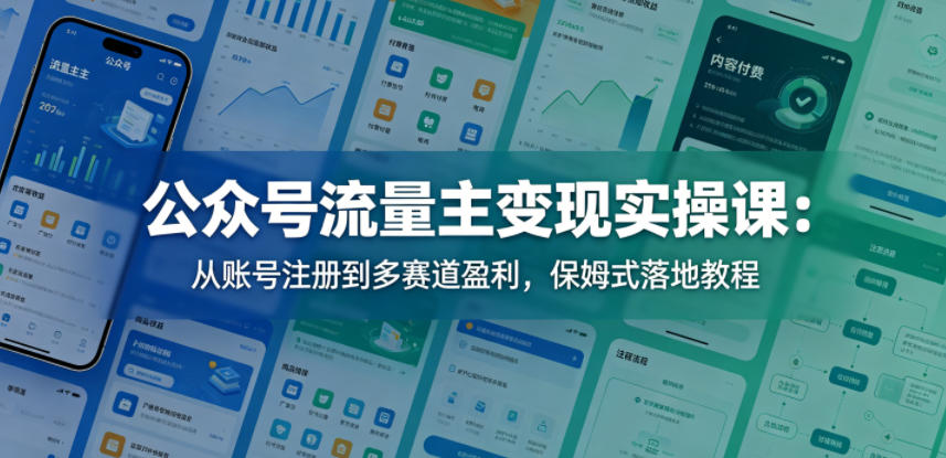 公众号流量主变现实操课：从账号注册到多赛道盈利，保姆式落地教程-创薯资源