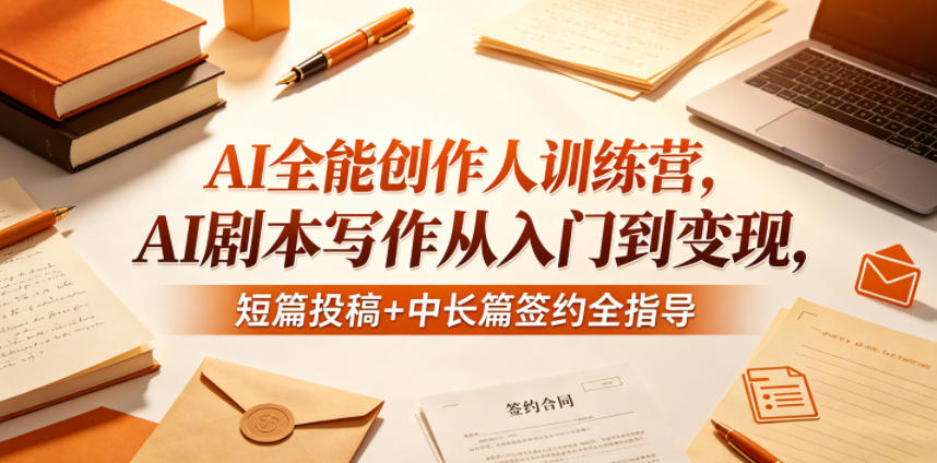AI全能创作人训练营，AI剧本写作从入门到变现，短篇投稿+中长篇签约全指导-创薯资源