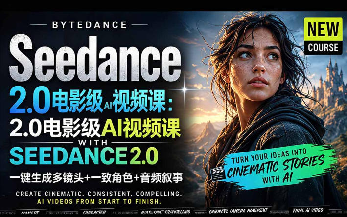 字节跳动的Seedance 2.0 AI电影视频生成制作教程，一键生成多镜头+一致角色+音频叙事-中英字幕-创薯资源