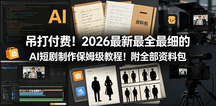 吊打付费！2026最新最全最细的AI短剧制作保姆级教程！附全部资料包-创薯资源