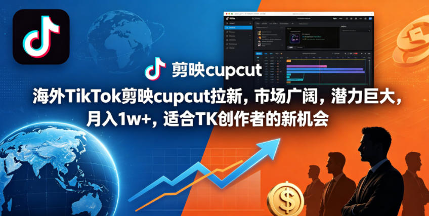海外TikTok剪映cupcut拉新，市场广阔，潜力巨大，月入1w+，适合TK创作者的新机会-创薯资源