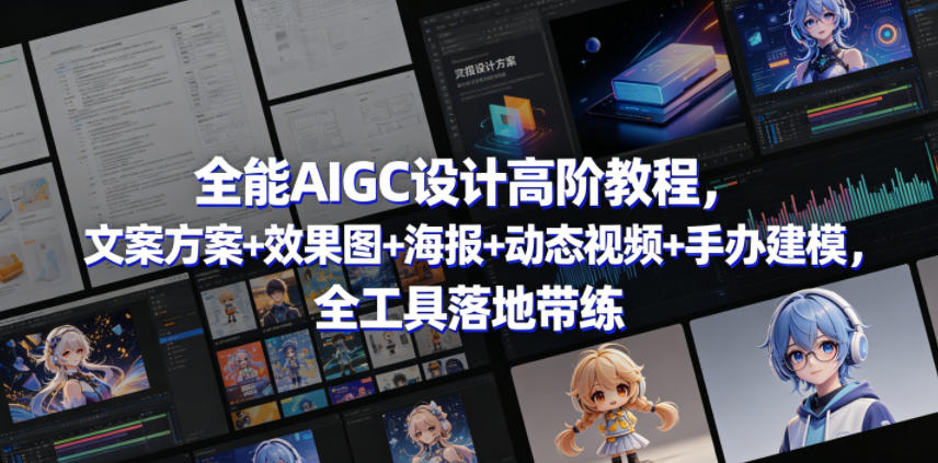 全能AIGC设计高阶教程，文案方案+效果图+海报+动态视频+手办建模，全工具落地带练-创薯资源