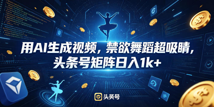 用AI生成视频，禁欲舞蹈超吸睛，头条号矩阵日入1k+-创薯资源