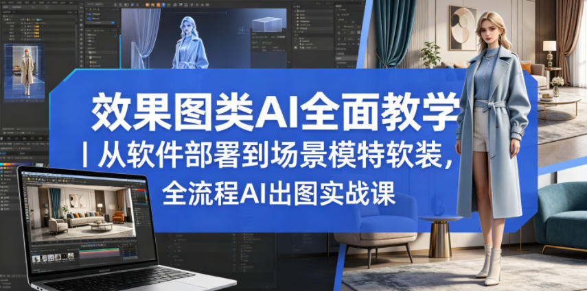 效果图类AI全面教学｜从软件部署到场景模特软装，全流程AI出图实战课-创薯资源