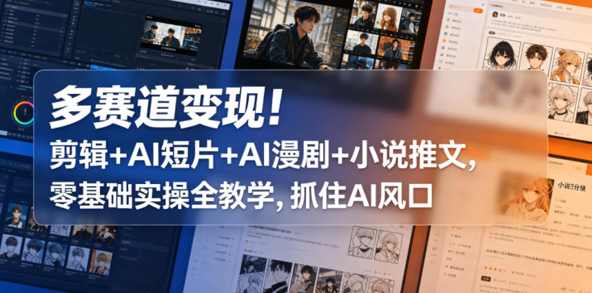 多赛道变现！剪辑+AI短片+AI漫剧+小说推文，零基础实操全教学，抓住AI风口-创薯资源