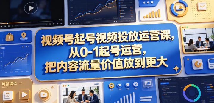 视频号起号视频投放运营课，从0-1起号运营，把内容流量价值放到更大-创薯资源