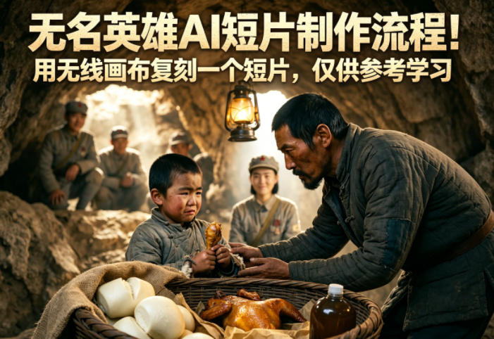 无名英雄AI短片制作流程！用无线画布复刻一个短片，仅供参考学习-创薯资源