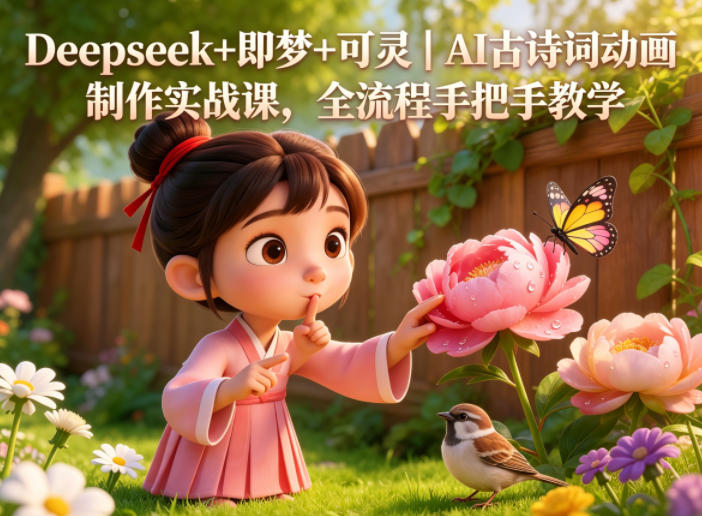Deepseek+即梦+可灵｜AI古诗词动画制作实战课，全流程手把手教学-创薯资源