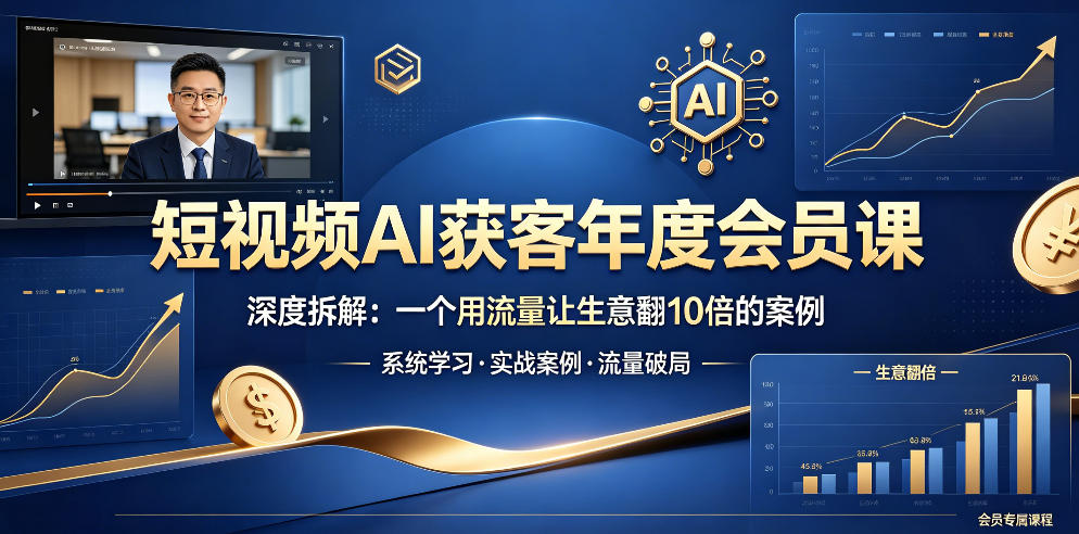 短视频AI获客年度会员课，深度拆解，一个用流量让生意翻10倍的案例-创薯资源