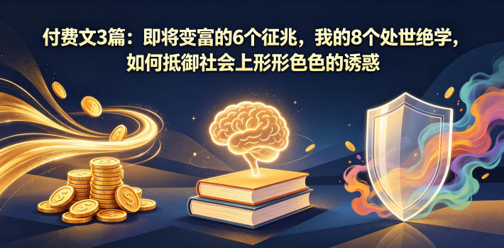 付费文3篇：即将变富的6个征兆，我的8个处世绝学，如何抵御社会上形形色色的诱惑-创薯资源