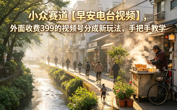小众赛道【早安电台视频】，外面收费399的视频号分成新玩法，手把手教学-创薯资源