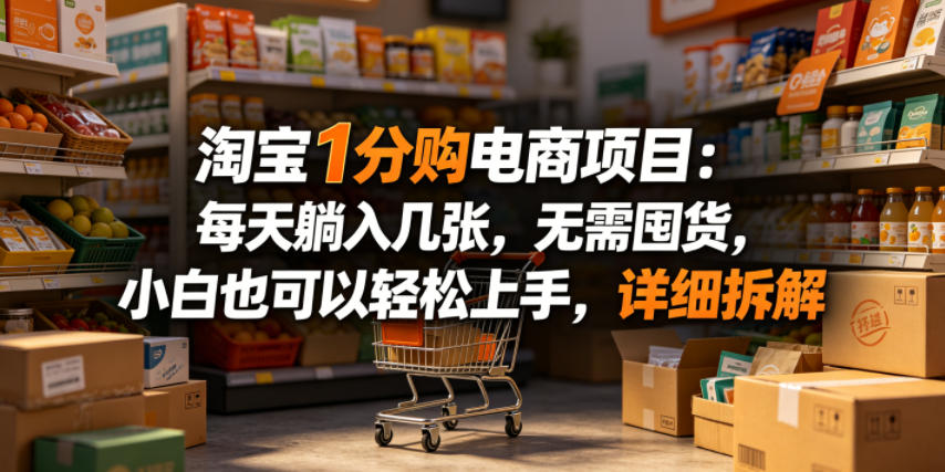 淘宝1分购电商项目：每天躺入几张，无需囤货，小白也可以轻松上手，详细拆解-创薯资源