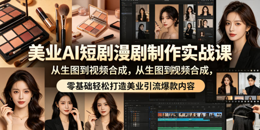 美业AI短剧漫剧制作实战课，从生图到视频合成，零基础轻松打造美业引流爆款内容-创薯资源