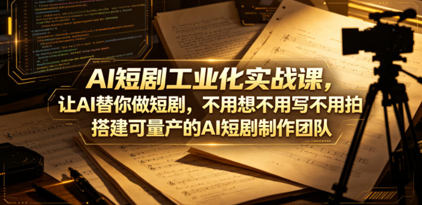 AI短剧工业化实战课，让AI替你做短剧，不用想不用写不用拍，搭建可量产的AI短剧制作团队-创薯资源