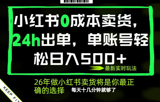 小红书0成本AI卖货，24小时出单，全流程托管，保底日入500+，每天十几分钟就够了【揭秘】-创薯资源