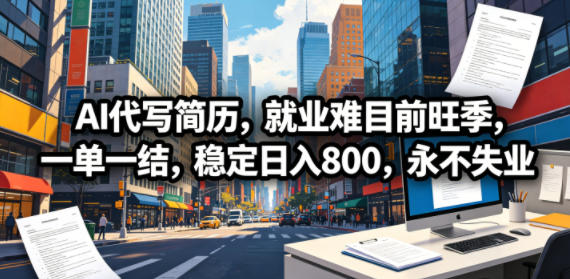 AI代写简历，就业难目前旺季，一单一结，稳定日入800，永不失业-创薯资源