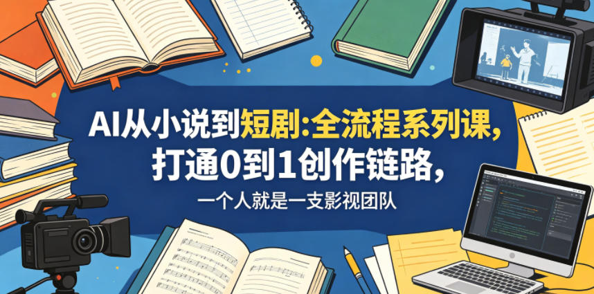 AI从小说到短剧全流程系列课，打通0到1创作链路，一个人就是一支影视团队-创薯资源