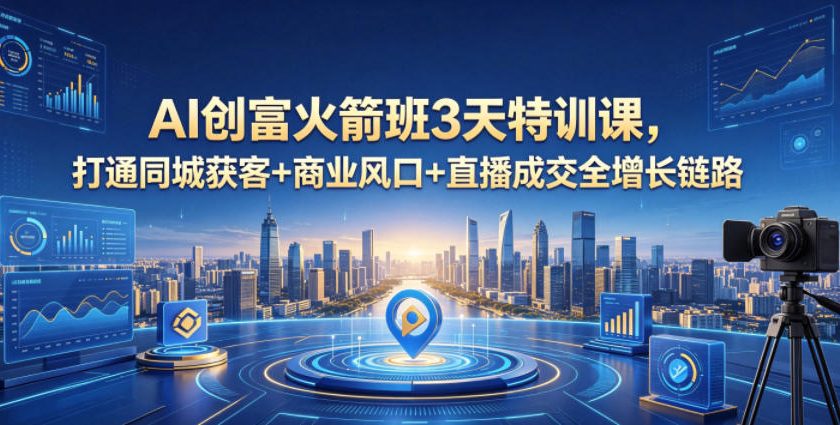 AI创富火箭班3天特训课，打通同城获客+商业风口+直播成交全增长链路，2026年4月新课-创薯资源