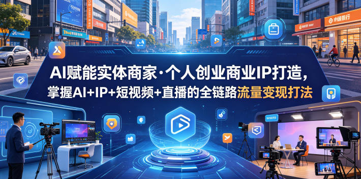 AI赋能实体商家·个人创业商业IP打造，掌握AI+IP+短视频+直播的全链路流量变现打法-创薯资源