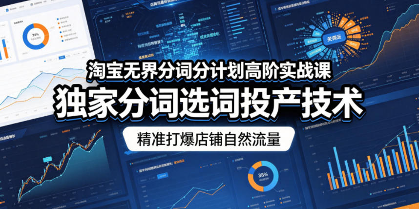 淘宝无界分词分计划高阶实战课，独家分词选词投产技术，精准打爆店铺自然流量-创薯资源