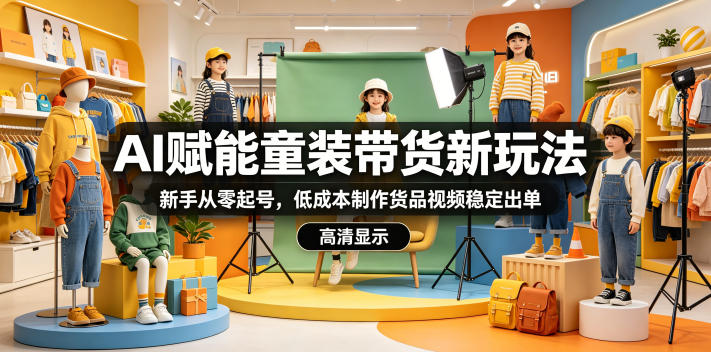 AI赋能童装带货新玩法，新手从零起号，低成本制作货品视频稳定出单-创薯资源