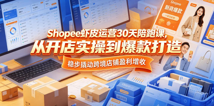 Shopee虾皮运营30天陪跑课，从开店实操到爆款打造，稳步撬动跨境店铺盈利增收-创薯资源